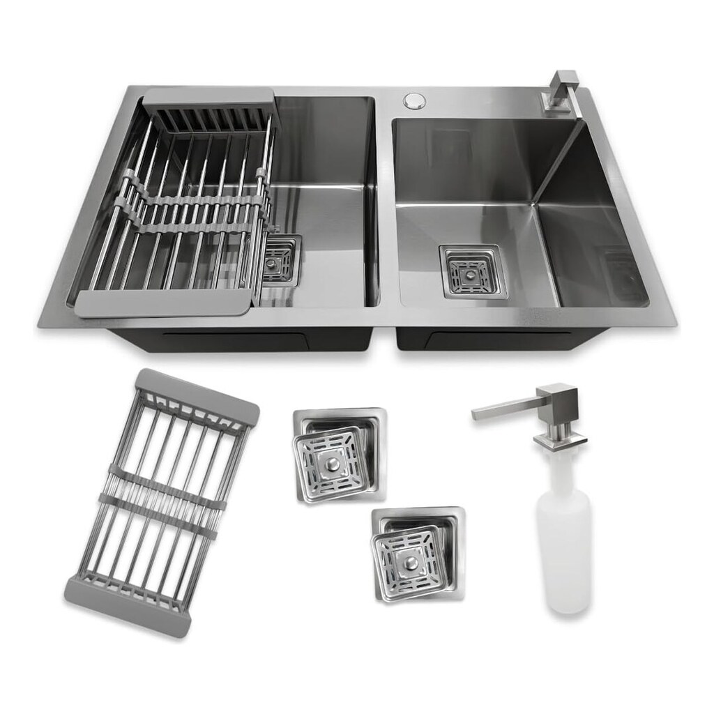 Cuba Gourmet Dupla Quadrada Aço inox 304 Escovada 78x43cm