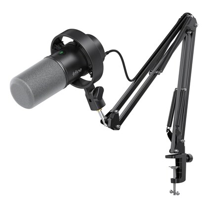 FIFINE K688 Kit de microfone para podcast,mic dinâmico USB/XLR com braço para PC/mixer XLR, microfone para jogos com botão mudo,conector de fone ouvido para vocal,narração,streaming, gravação-K688CT — imagem 1
