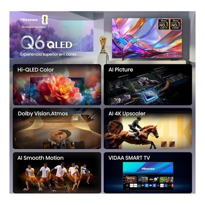 Hisense Smart TV 4K Hi-QLED 50" Polegadas 50Q6QVV com Processador AI, Dolby Vision, HDR10+, HLG, Filmmaker Mode, Dolby Gaming, Dolby Atmos, MiraCast e Compatibilidade Alexa — imagem 2