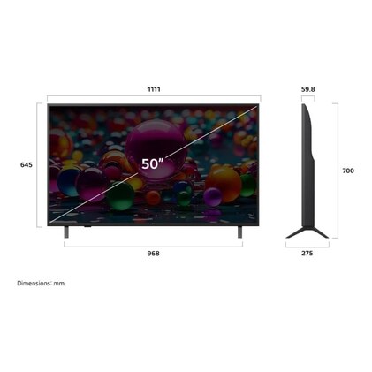 Smart TV LG UHD AI UA75 50 polegadas HDR10 Pro Processador α7 AI Ger 8 webOS 25 — imagem 4