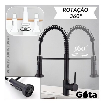Torneira Gourmet Para Cozinha Água Fria preto fosco — imagem 2